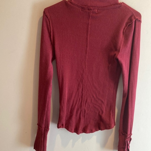 We The Free Red Fitted Ribbed Long Sleeve Top - Picture 4 of 6